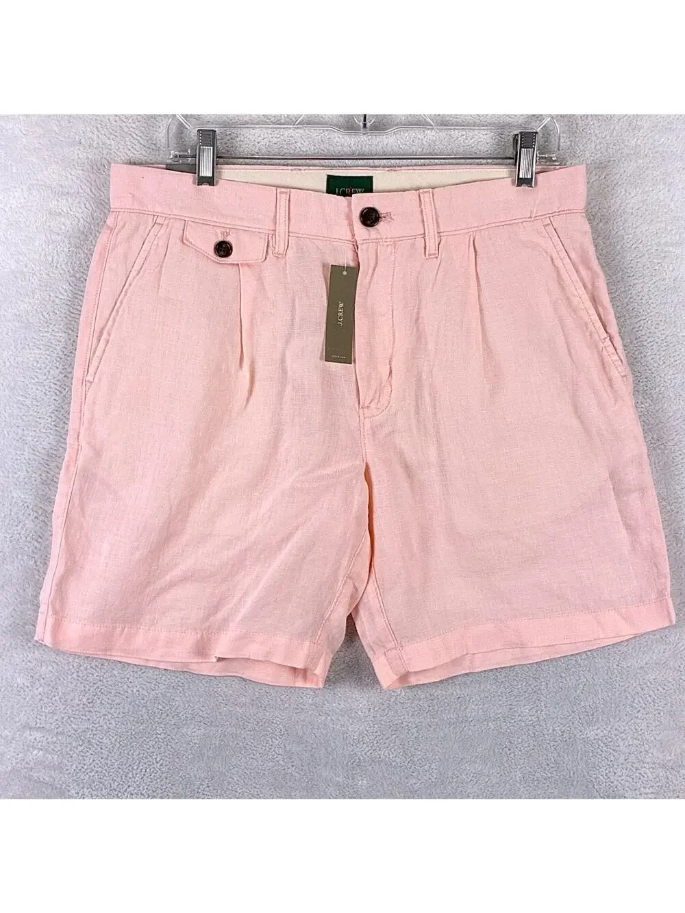 J.Crew Shorts Mens 31 (32) Pink Oarsman Linen Pleated Preppy Beach Hamptons